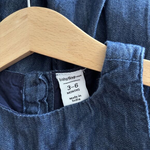 Baby Gap Dress Girl 3 - 6 months Dark Blue chambray sleeveless button pullover - Picture 7 of 7
